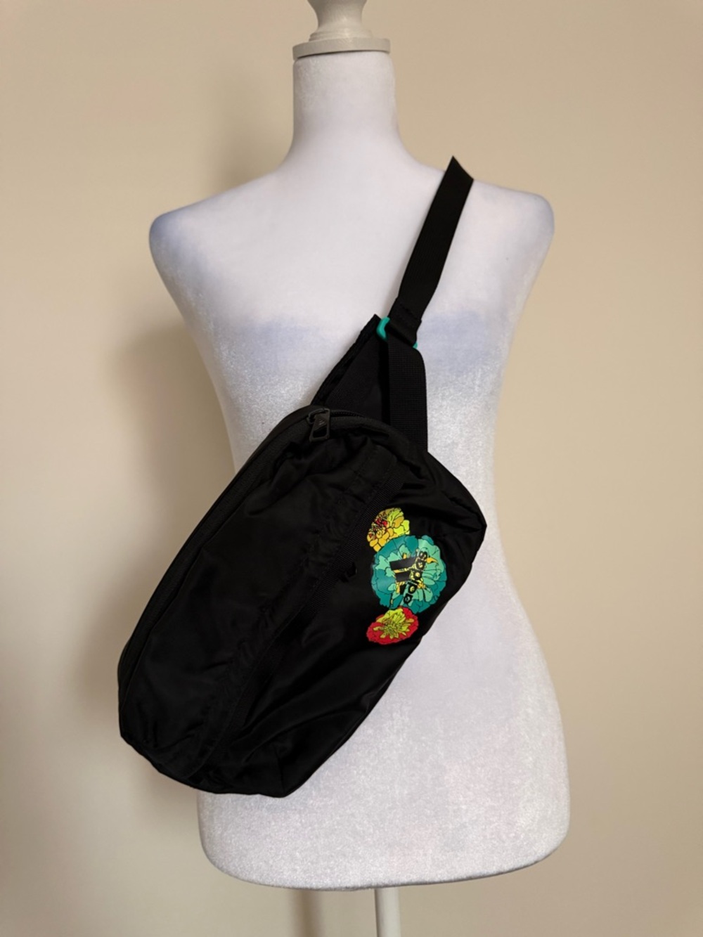 adidas Black Crossbody Bag with floral backing